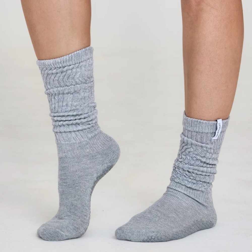 LUCKY HONEY GRIP SOCKS PILATES "SCRUNCH" - GRAY - ONE SIZE